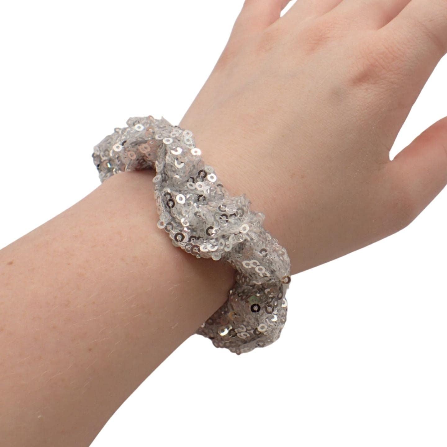 Sparkly Sequin Scrunchies Set of 2, Scrunchie for Girls Hair, Hair Tinsel Alternative, Sequins Bobble for Christmas, Hair Sequins for Girls & Women Bobbles, Xmas Hairstyle